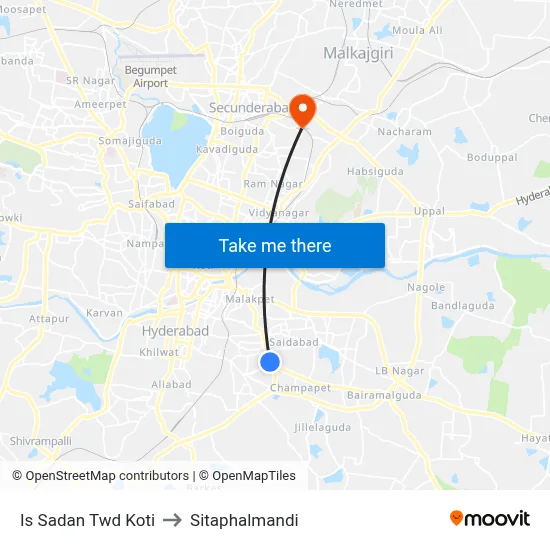 Is Sadan Twd Koti to Sitaphalmandi map