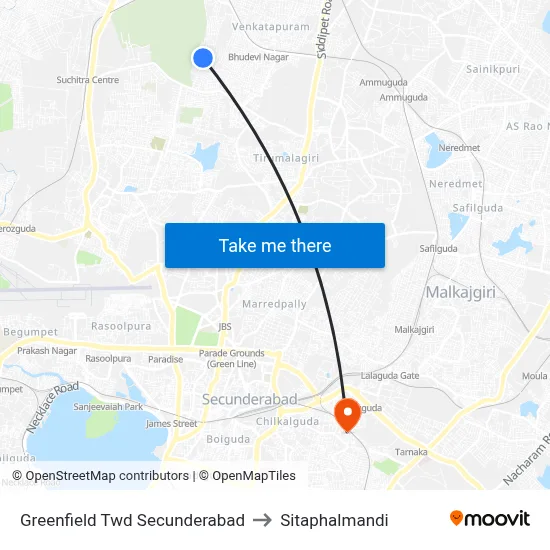 Greenfield Twd Secunderabad to Sitaphalmandi map