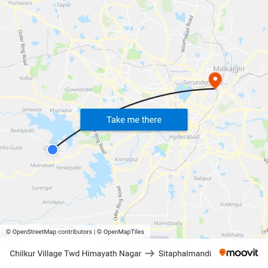 Chilkur Village Twd Himayath Nagar to Sitaphalmandi map
