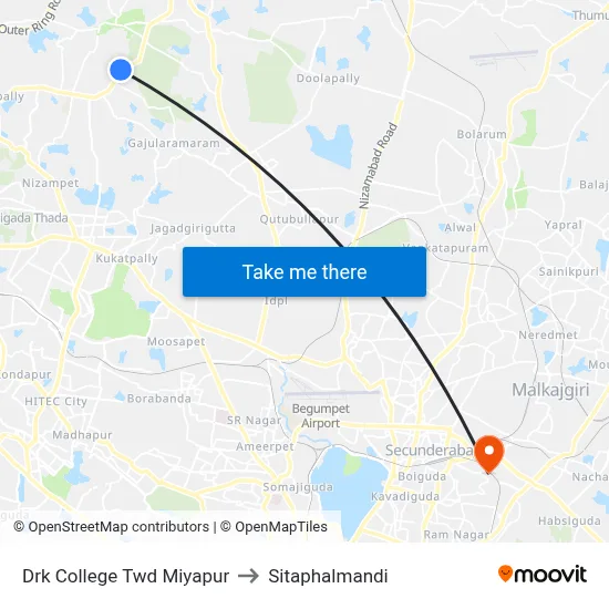Drk College Twd Miyapur to Sitaphalmandi map