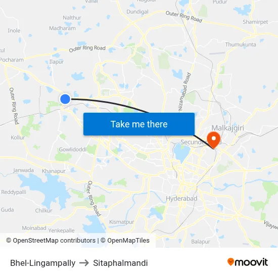 Bhel-Lingampally to Sitaphalmandi map