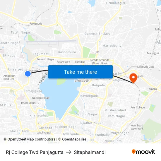 Rj College Twd Panjagutta to Sitaphalmandi map