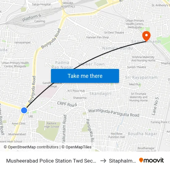 Musheerabad Police Station Twd Secunderabad to Sitaphalmandi map