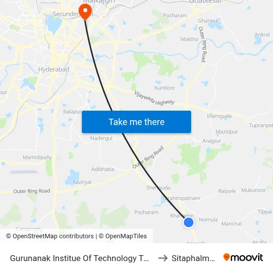 Gurunanak Institue Of Technology Twd Mall to Sitaphalmandi map