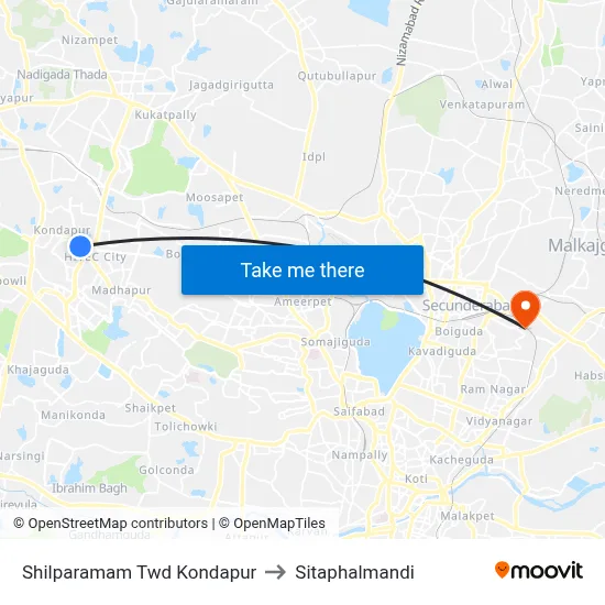 Shilparamam Twd Kondapur to Sitaphalmandi map