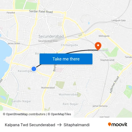 Kalpana Twd Secunderabad to Sitaphalmandi map