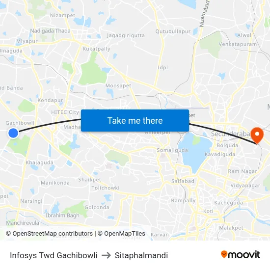 Infosys Twd Gachibowli to Sitaphalmandi map
