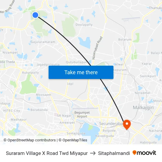 Suraram Village X Road Twd Miyapur to Sitaphalmandi map
