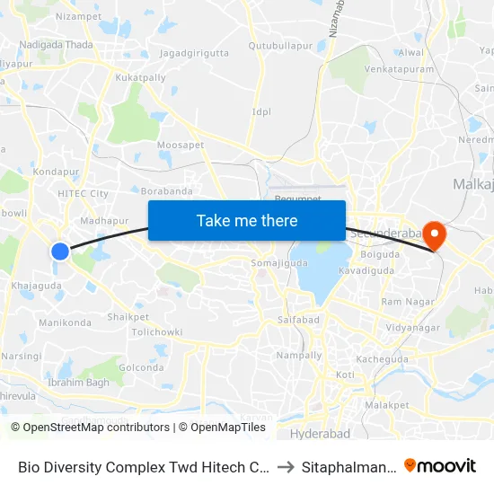 Bio Diversity Complex Twd Hitech City to Sitaphalmandi map