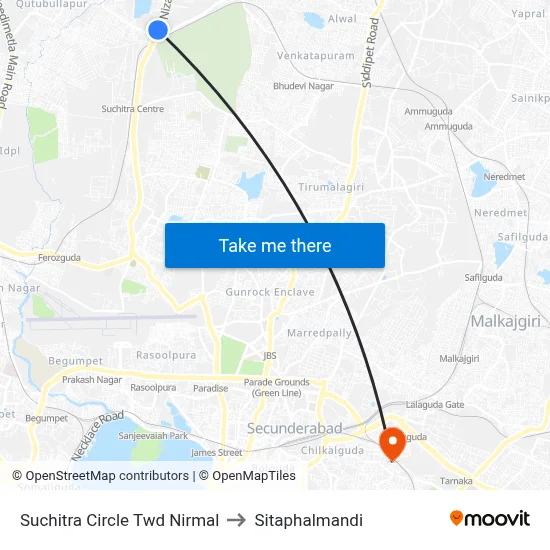 Suchitra Circle Twd Nirmal to Sitaphalmandi map