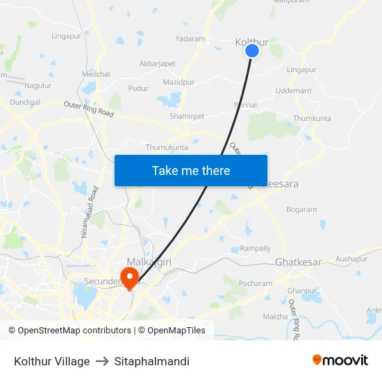Kolthur Village to Sitaphalmandi map