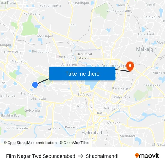 Film Nagar Twd Secunderabad to Sitaphalmandi map
