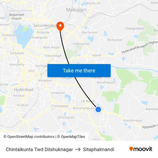 Chintalkunta Twd Dilshuknagar to Sitaphalmandi map
