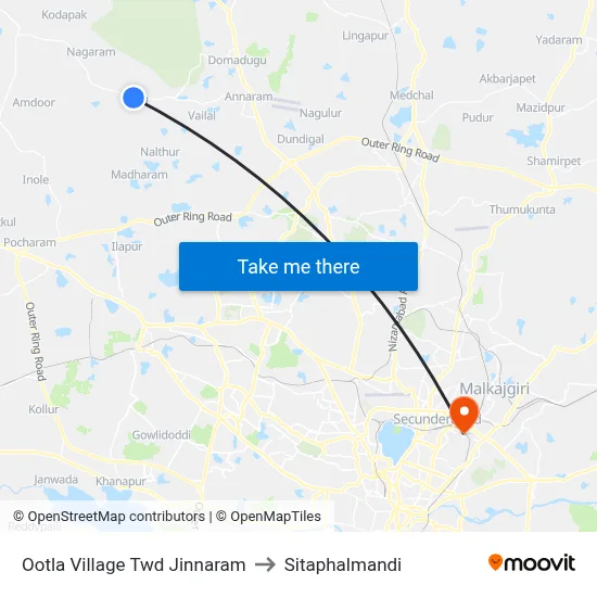 Ootla Village Twd Jinnaram to Sitaphalmandi map