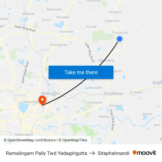 Ramalingam Pally Twd Yadagirigutta to Sitaphalmandi map