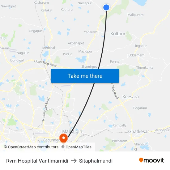 Rvm Hospital Vantimamidi to Sitaphalmandi map