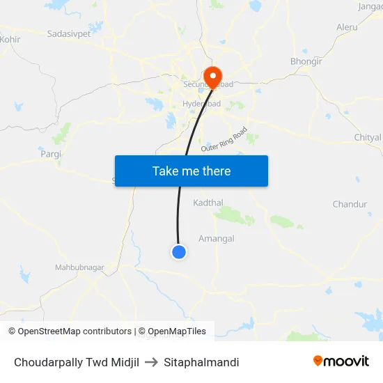 Choudarpally Twd Midjil to Sitaphalmandi map