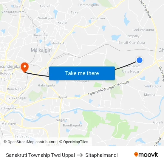 Sanskruti Township Twd Uppal to Sitaphalmandi map