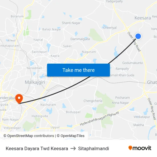 Keesara Dayara  Twd Keesara to Sitaphalmandi map