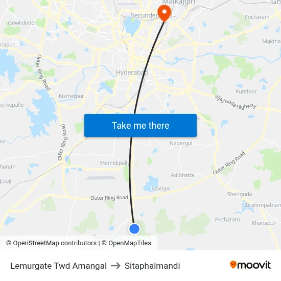Lemurgate Twd Amangal to Sitaphalmandi map