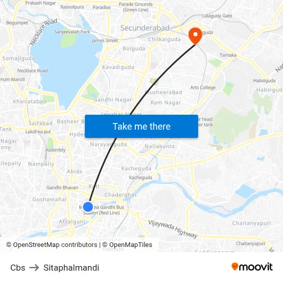 Cbs to Sitaphalmandi map