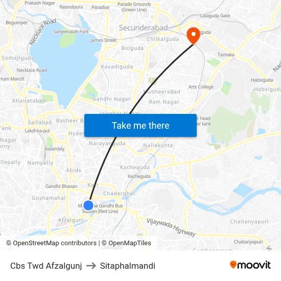 Cbs Twd Afzalgunj to Sitaphalmandi map
