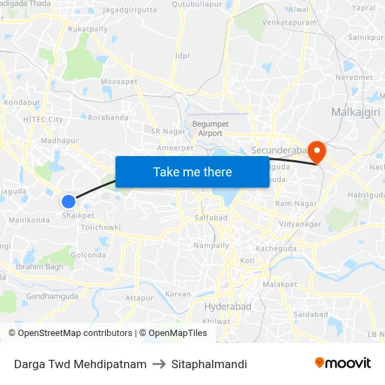Darga Twd Mehdipatnam to Sitaphalmandi map