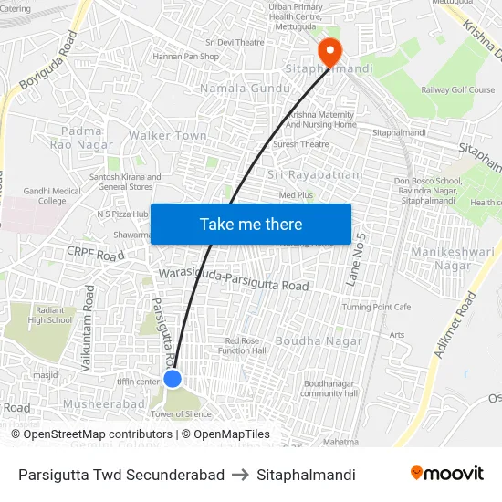 Parsigutta Twd Secunderabad to Sitaphalmandi map