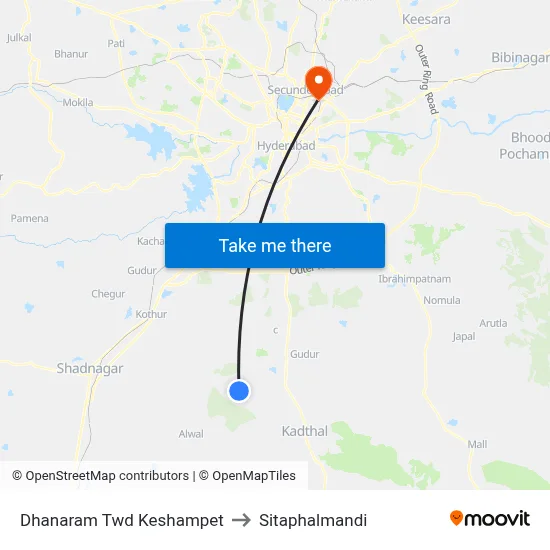 Dhanaram Twd Keshampet to Sitaphalmandi map