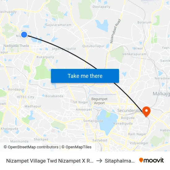 Nizampet Village Twd Nizampet X Road to Sitaphalmandi map
