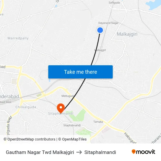 Gautham Nagar Twd Malkajgiri to Sitaphalmandi map
