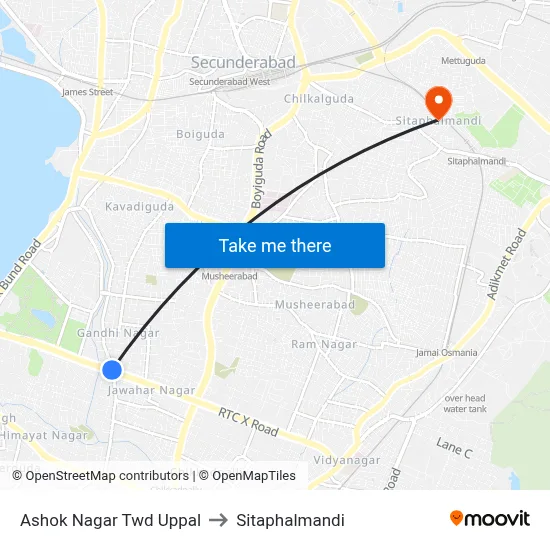 Ashok Nagar Twd Uppal to Sitaphalmandi map