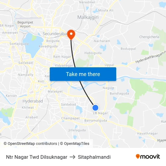 Ntr Nagar Twd Dilsuknagar to Sitaphalmandi map