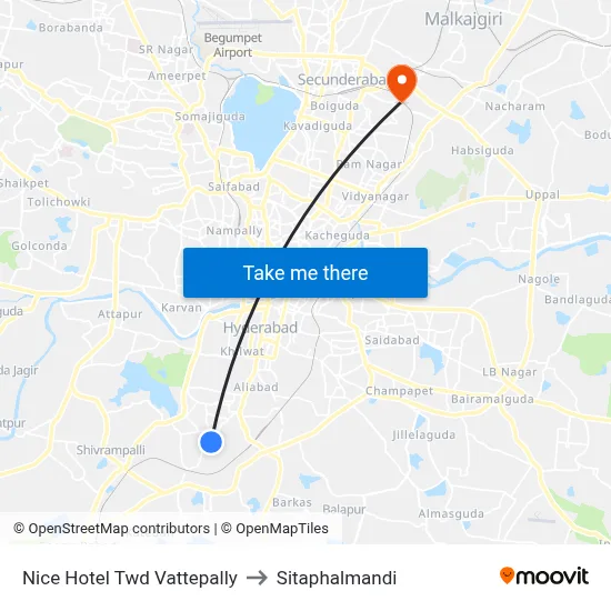Nice Hotel Twd Vattepally to Sitaphalmandi map