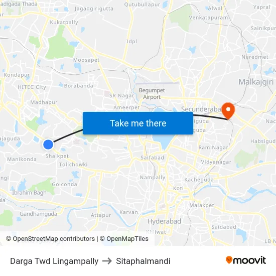 Darga Twd Lingampally to Sitaphalmandi map