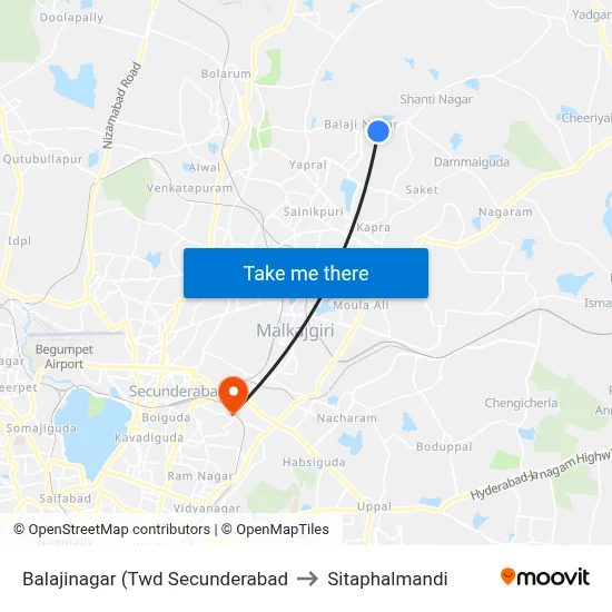 Balajinagar (Twd Secunderabad to Sitaphalmandi map