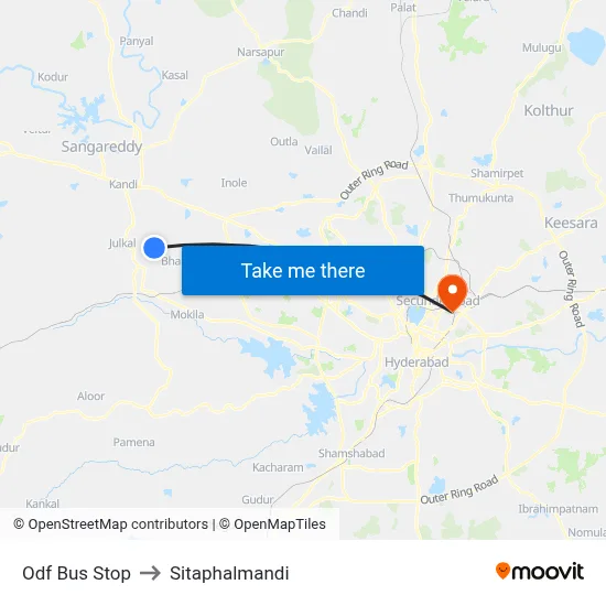 Odf Bus Stop to Sitaphalmandi map