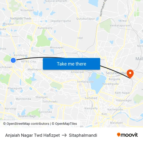 Anjaiah Nagar Twd Hafizpet to Sitaphalmandi map