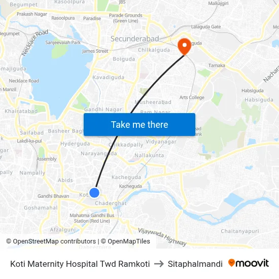 Koti Maternity Hospital Twd Ramkoti to Sitaphalmandi map