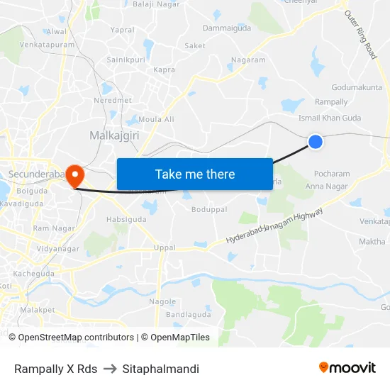 Rampally X Rds to Sitaphalmandi map