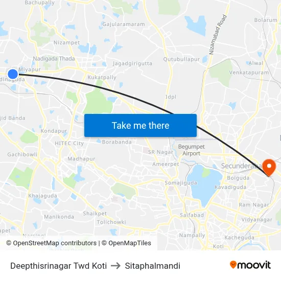 Deepthisrinagar  Twd Koti to Sitaphalmandi map