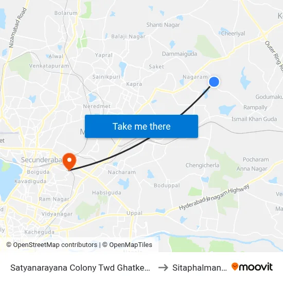 Satyanarayana Colony Twd Ghatkesar to Sitaphalmandi map