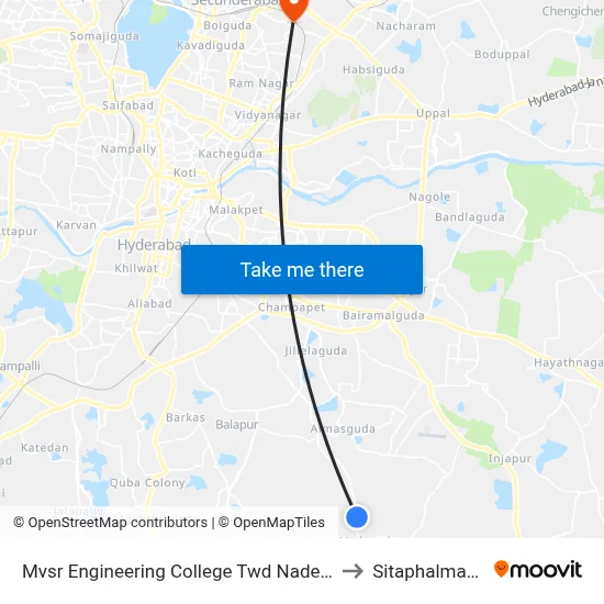 Mvsr Engineering College Twd Nadergul to Sitaphalmandi map