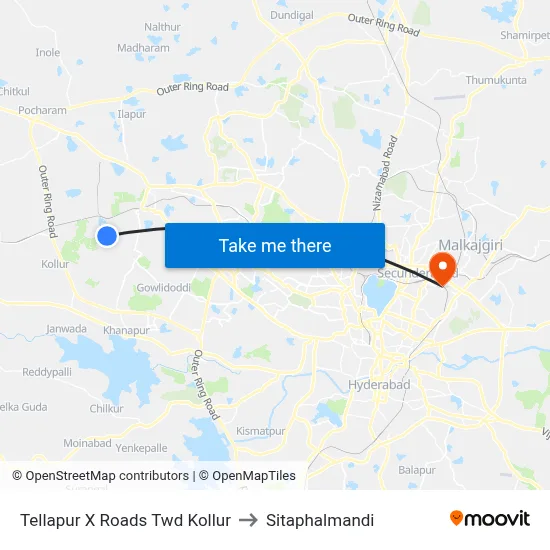 Tellapur X Roads Twd Kollur to Sitaphalmandi map