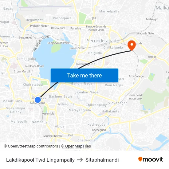 Lakdikapool Twd Lingampally to Sitaphalmandi map