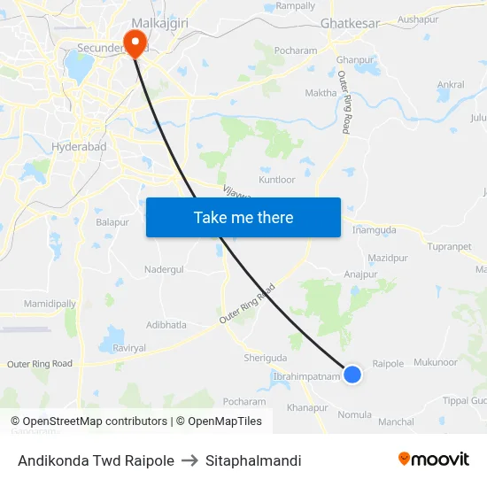 Andikonda Twd Raipole to Sitaphalmandi map