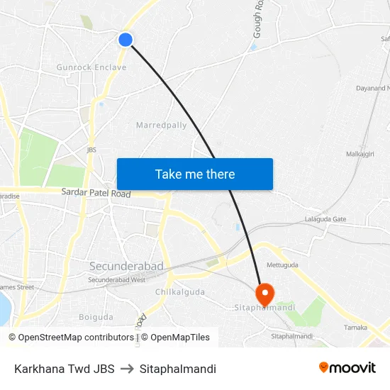 Karkhana Twd JBS to Sitaphalmandi map