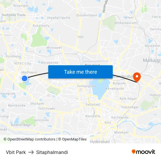 Vbit Park to Sitaphalmandi map