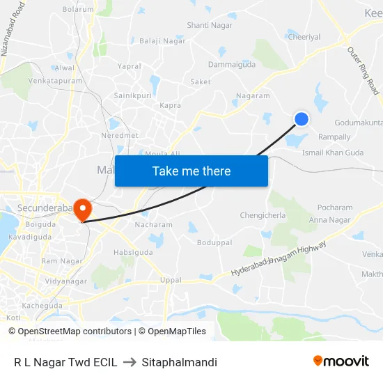 R L Nagar  Twd ECIL to Sitaphalmandi map