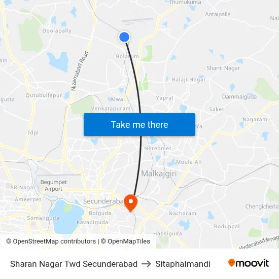 Sharan Nagar Twd Secunderabad to Sitaphalmandi map